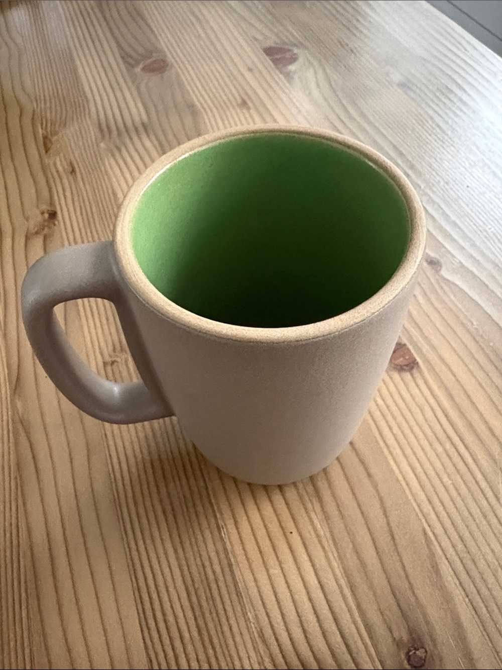 Heath Ceramics Matte Beige Mug with Green Interior